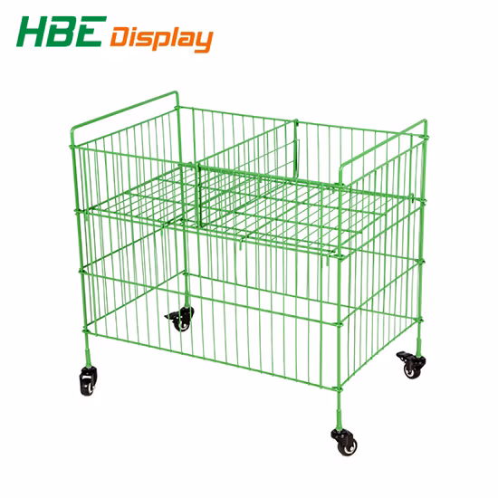 Supermarket Retail Metal Wire Display Dump Bin with Wheels