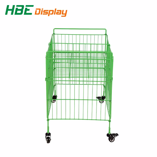 Supermarket Retail Metal Wire Display Dump Bin with Wheels