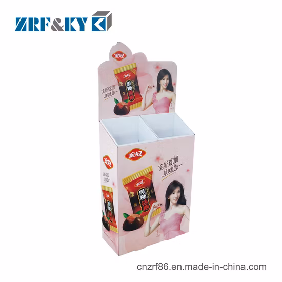 Individuell bedruckter, farbig bedruckter Präsentationsständer aus Wellpappe/Karton/Kunstpapier, Lebensmittelpräsentationsständer/Regal/Box/Ständer für den Arbeitsplattenboden