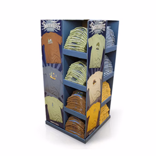 T-Shirt unter Kleidung, Bekleidungsgeschäft, Papier-Präsentationsständer, Paletten-Papp-Ausstellungsständer